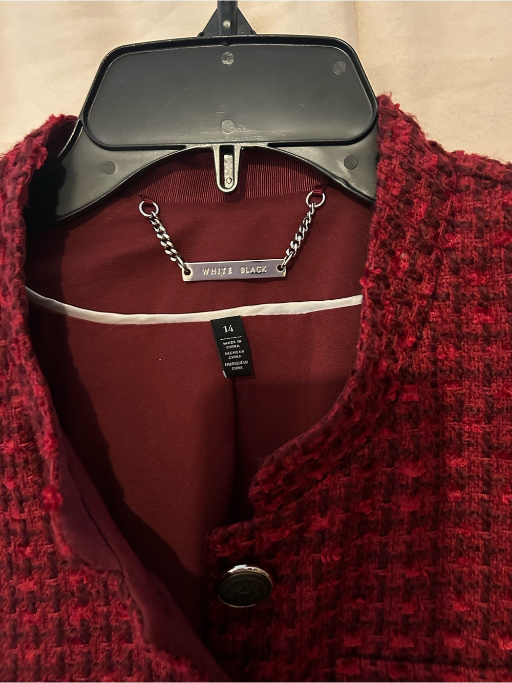 WHBM Women’s Red Tweed Belted Jacket - Picture 13 of 17